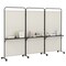 3-Panel Folding Room Divider with 3 Metal Shelves and Lockable Wheels